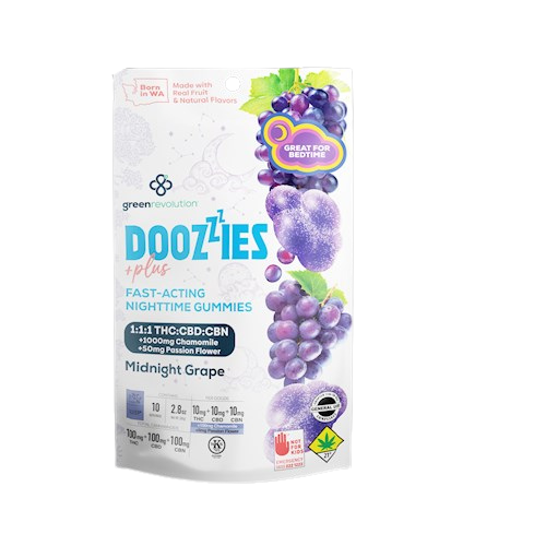 Doozies PLUS | Midnight Grape | Fast-Acting Gummies | 10pk | DOH | 100mg THC : 100mg CBD : 100mg CBN : 1000mg Chamomile