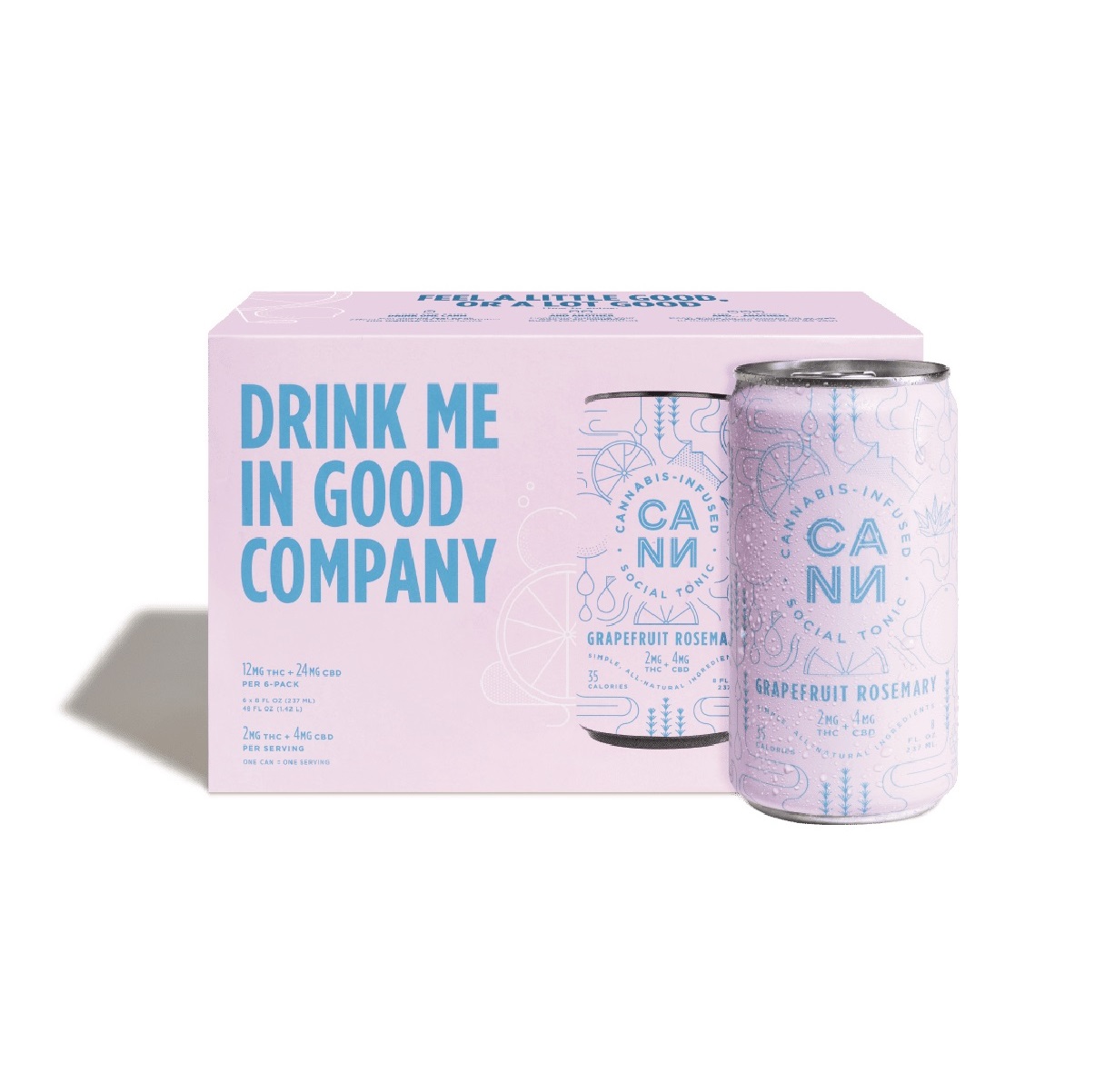 Edible: Grapefruit Rosemary (2:1 CBD:THC 6 Pack Drink) - 8oz