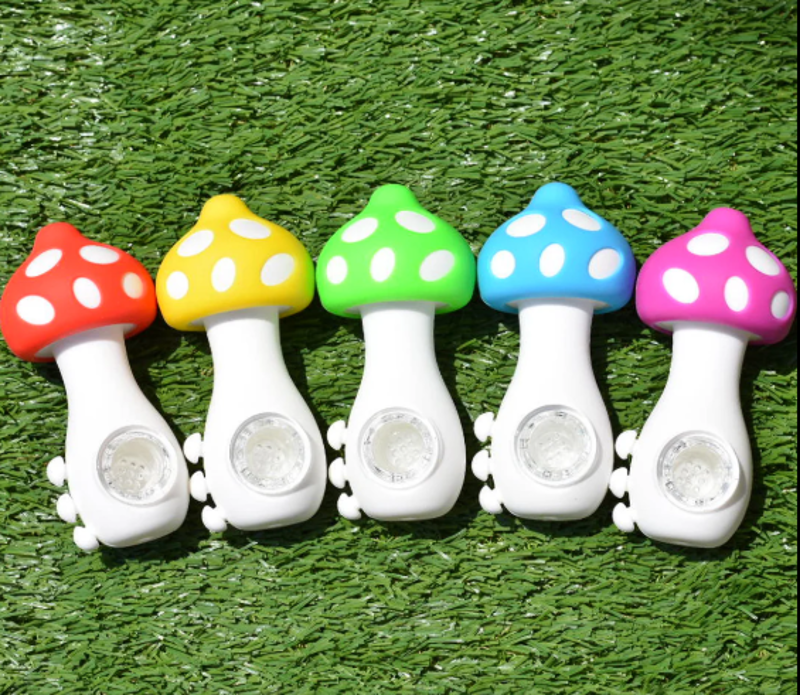 4" Silicone Mushroom Hand Pipe - Waffle Bowl Bottom