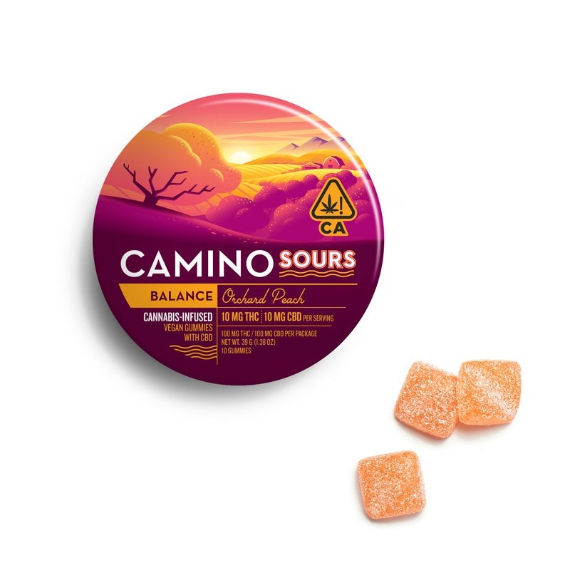 Camino Sours Orchard Peach 1:1 CBD:THC (H) Gummies 100mg
