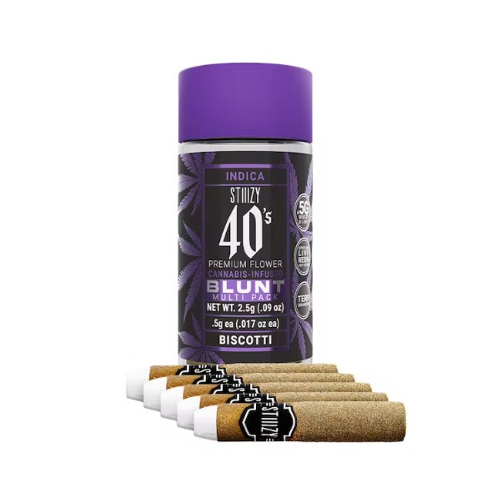 STIIIZY - 40's Mini Blunt - Biscotti - (5pk) - 2.5 Grams