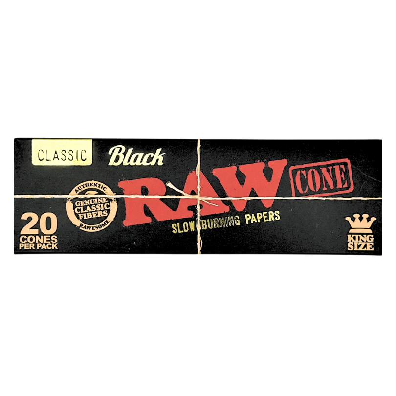 Raw Papers - Black 1 1/4 Cones 20pk