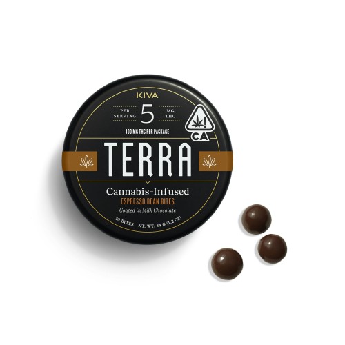 KIVA - Dark Chocolate Espresso Bean Terra Bites - 100mg - Edible