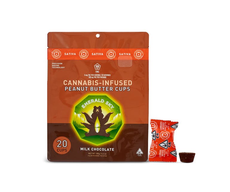Emerald Sky: 20pk 100mg Sativa Peanut Butter cups - Emerald Sky