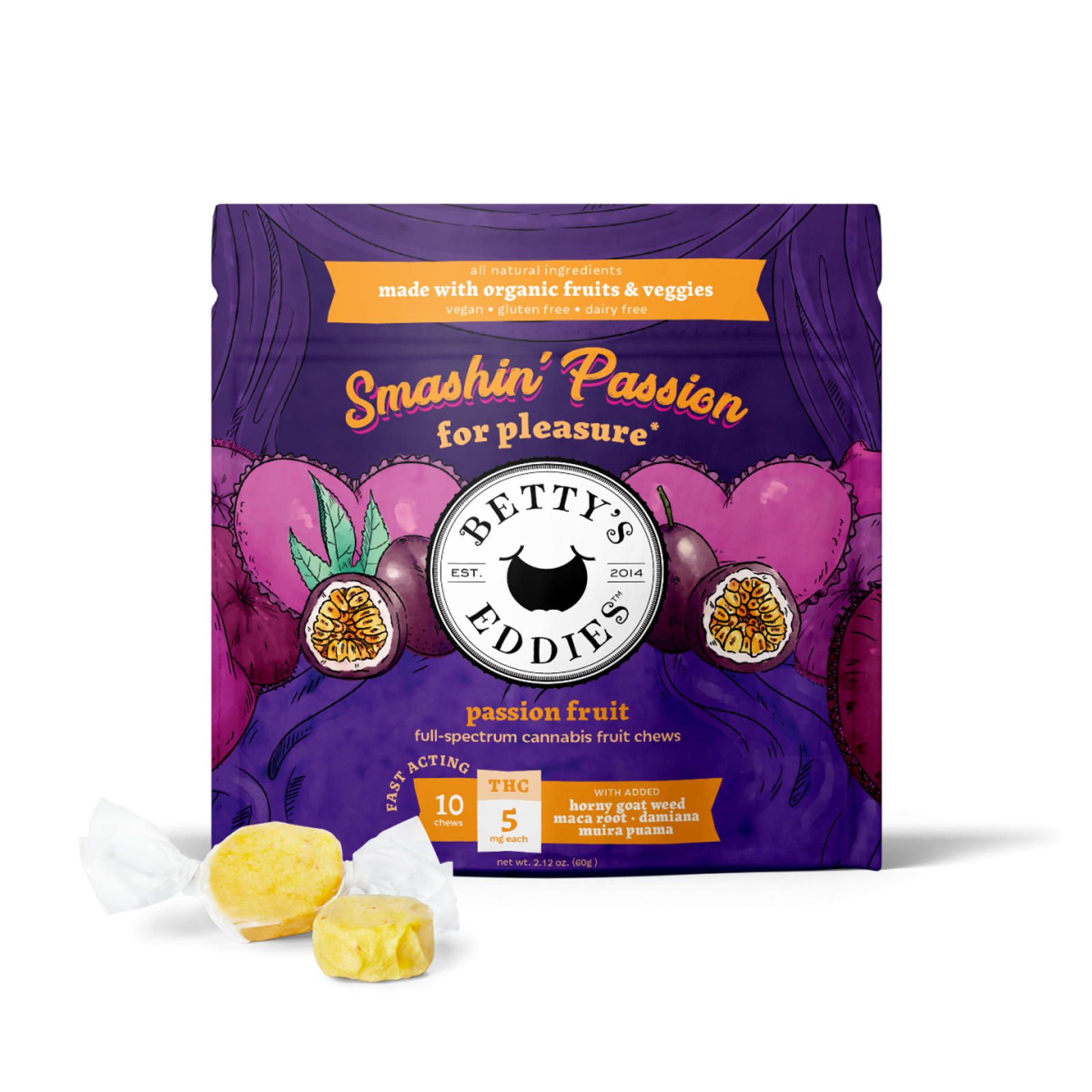 善Passion Fruit,Sugar Skull,Vanilla Smashin Passion | Fruit Chews for Sex | 50mg | 1ea | Rolling Releaf