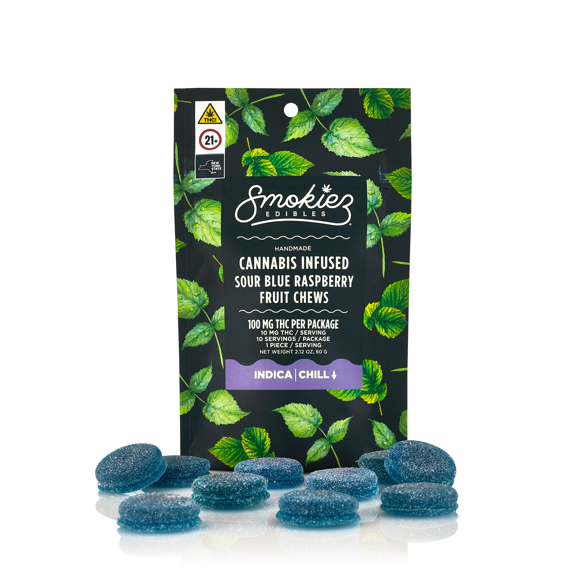 Smokiez | SOUR Blue Raspberry Fruit Chews | 100MG