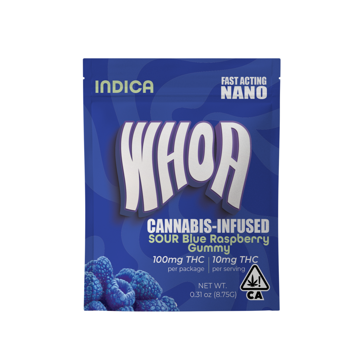 WHOA | Gummies | Sour Blue Raspberry | 100mg
