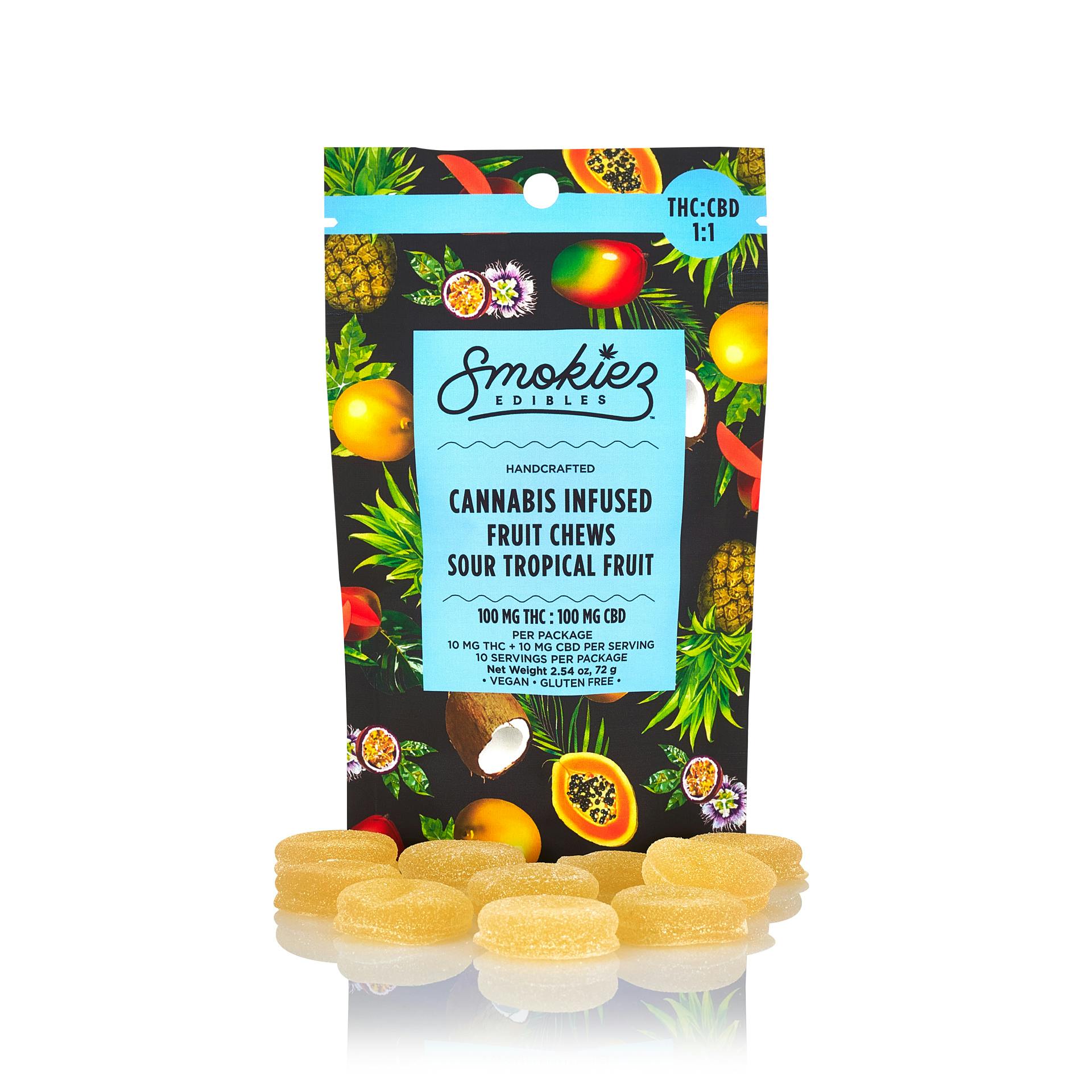 Smokiez - Edibles - Sour Tropical Fruit - CBD 1:1 - 100MG