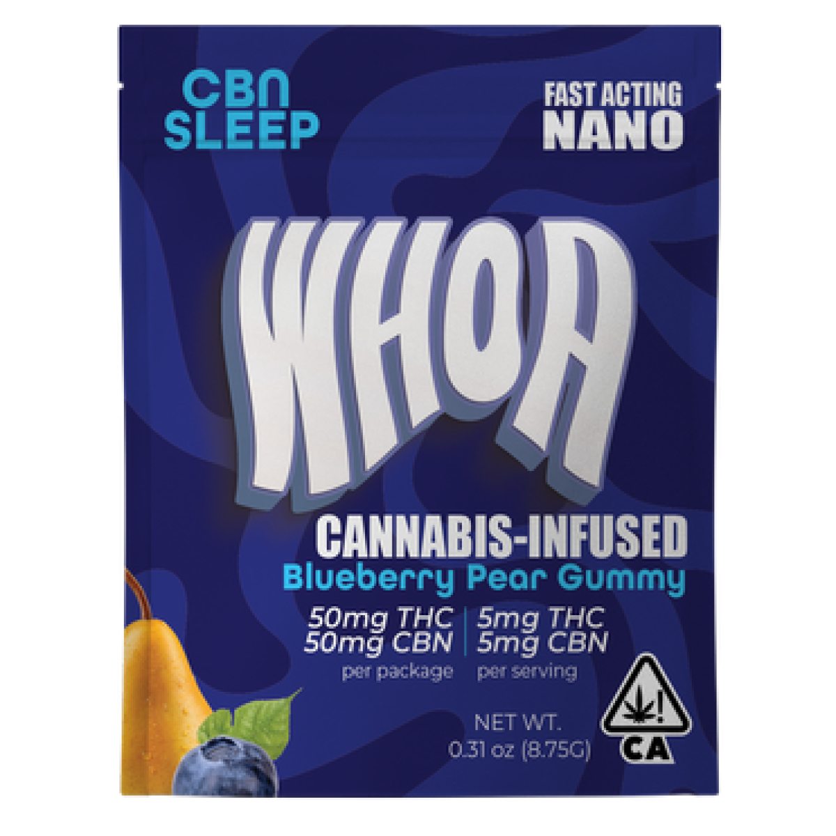 WHOA | Gummies | Blueberry Pear | 1:1 CBN:THC | 50mg