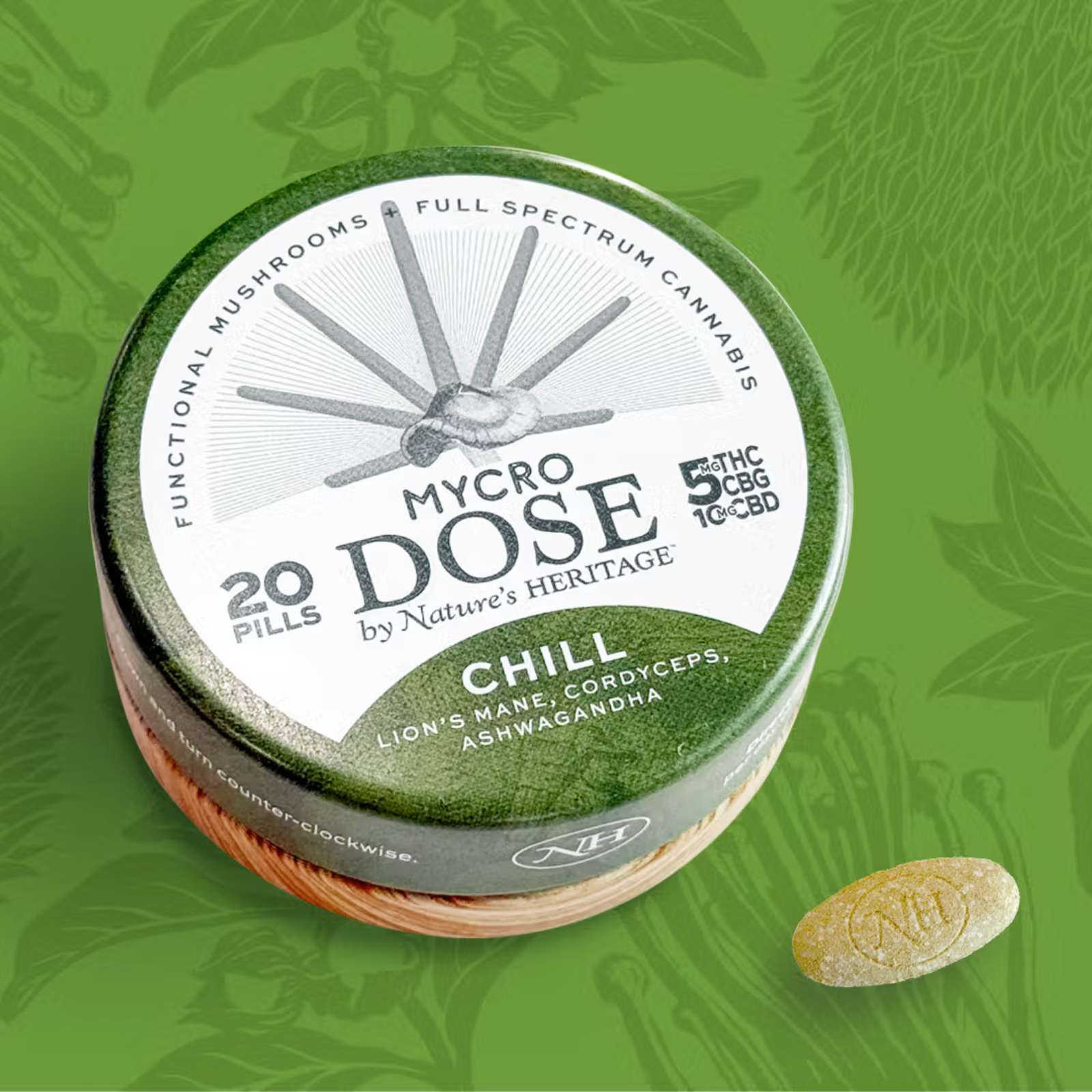 Chill MycroDose Pills 1:1:2 THC:CBG:CBD | Nature's Heritage