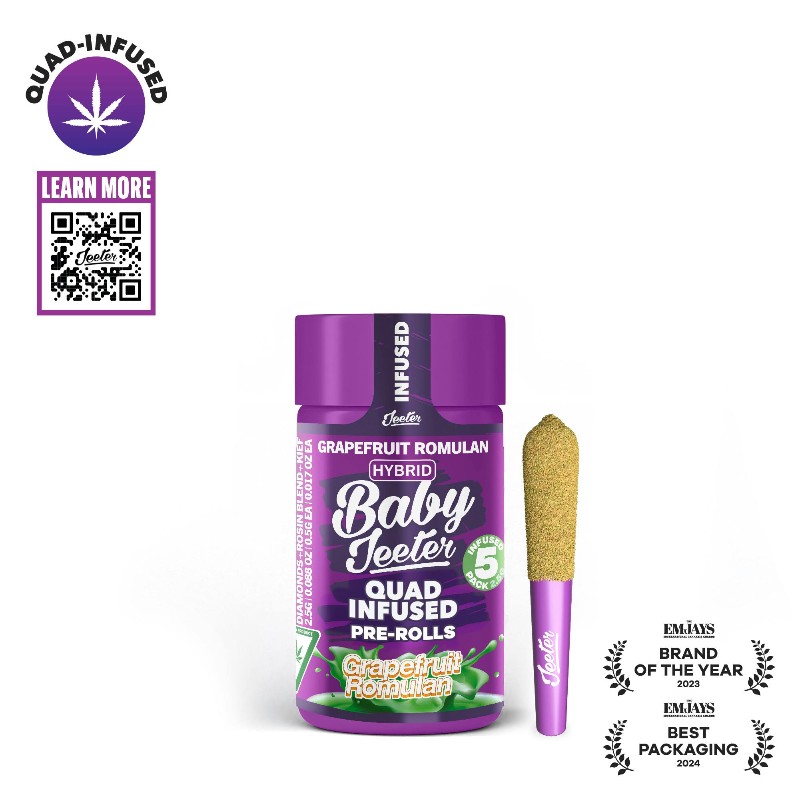 Baby Jeeter Grapefruit Romulan (H) Rosin Infused Preroll 5pk 2.5g