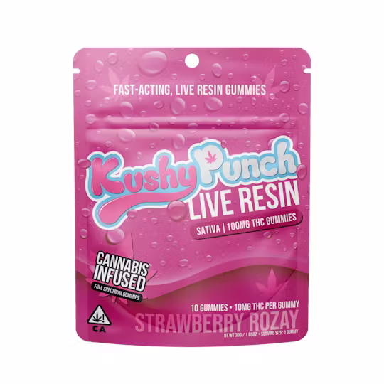 Kushy Punch Live Resin 10pk Gummies Strawberry Rozay