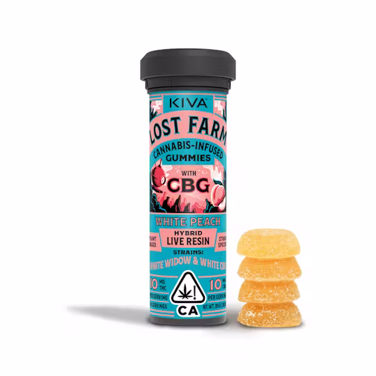 Kiva Lost Farm Live Resin Gummies White Peach CBG