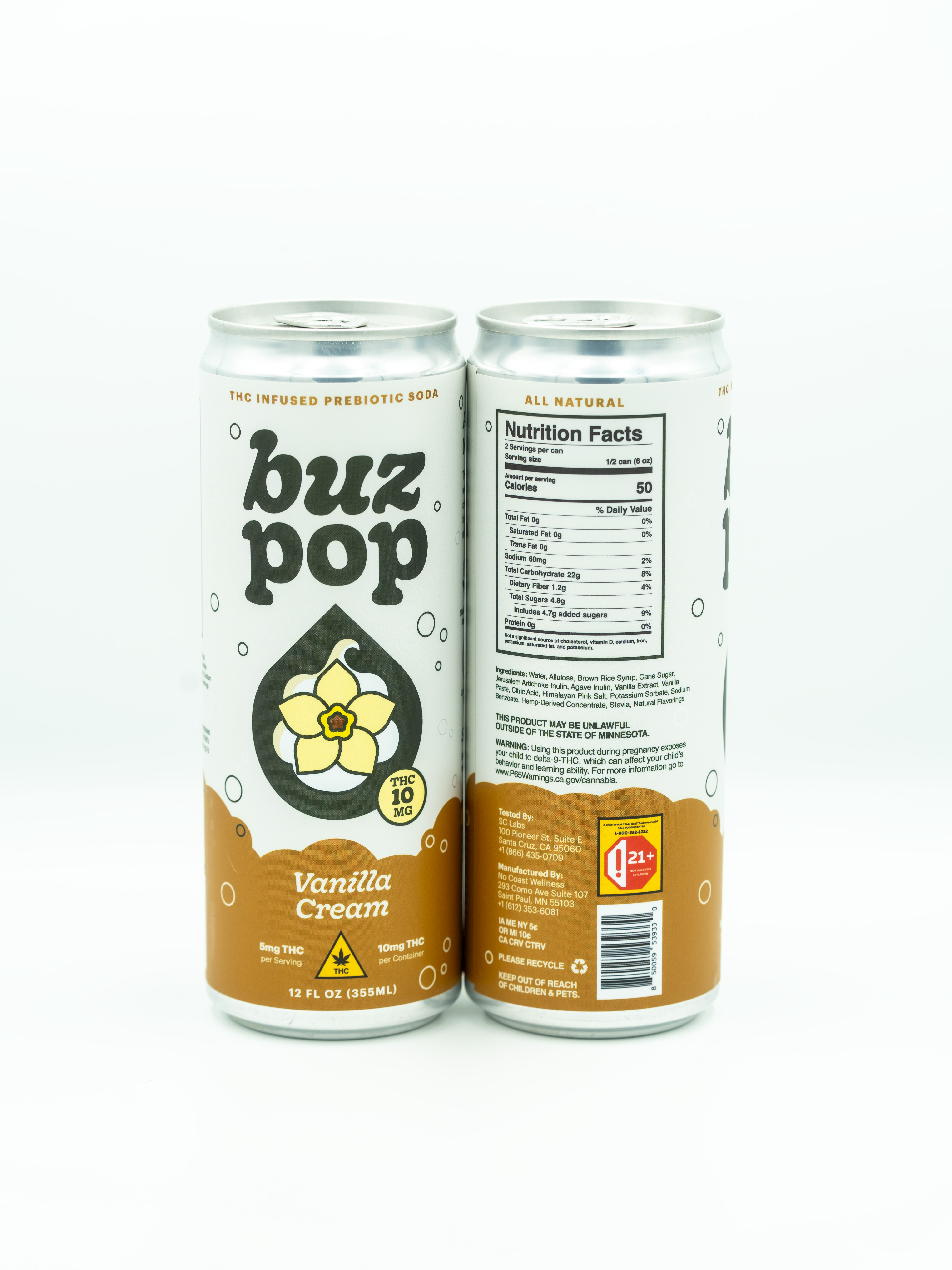 buz pop | Vanilla Cream Prebiotic Soda | 10mg THC