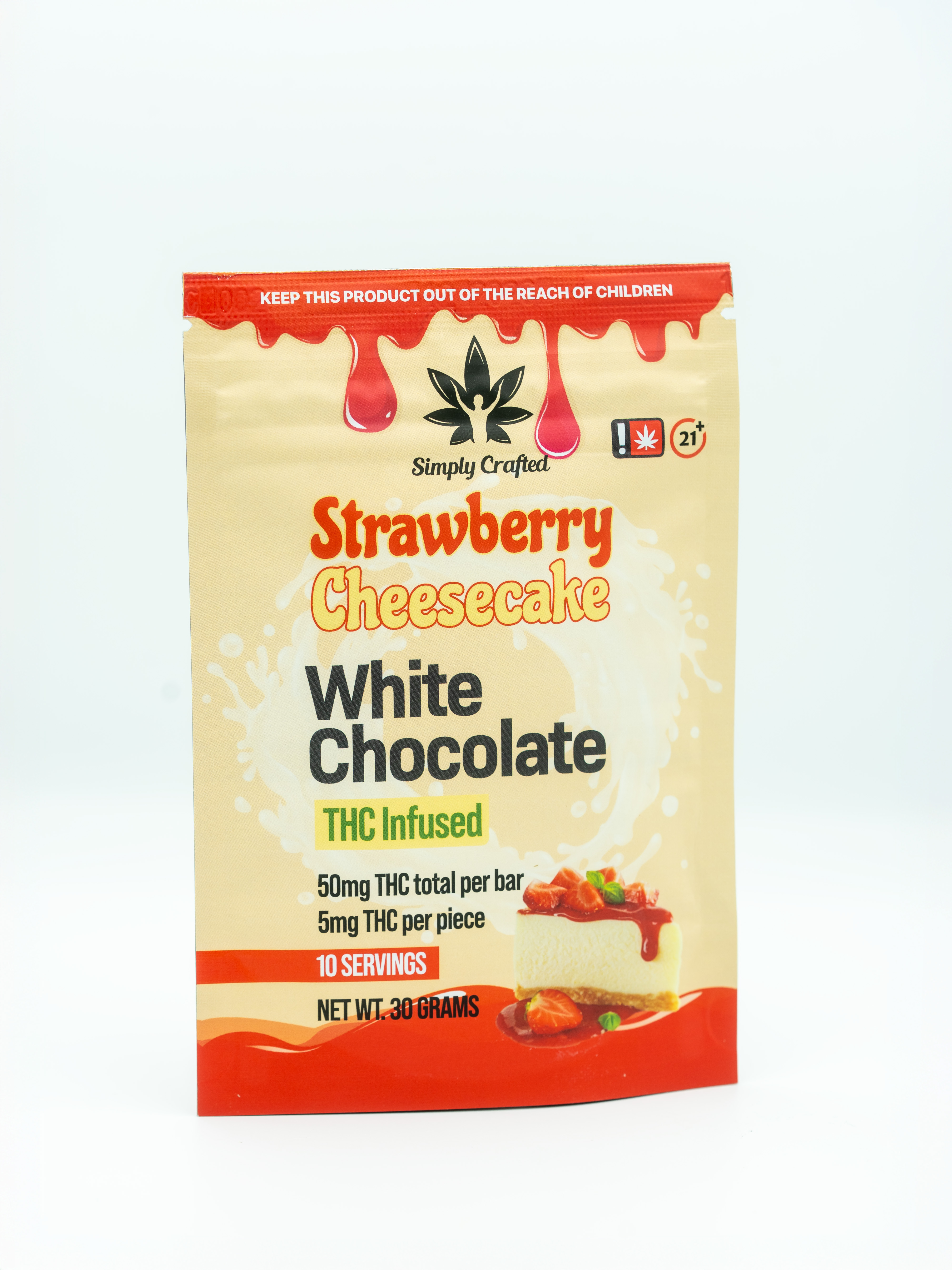 Simply Crafted | Strawberry Cheesecake White Chocolate | 50mg THC
