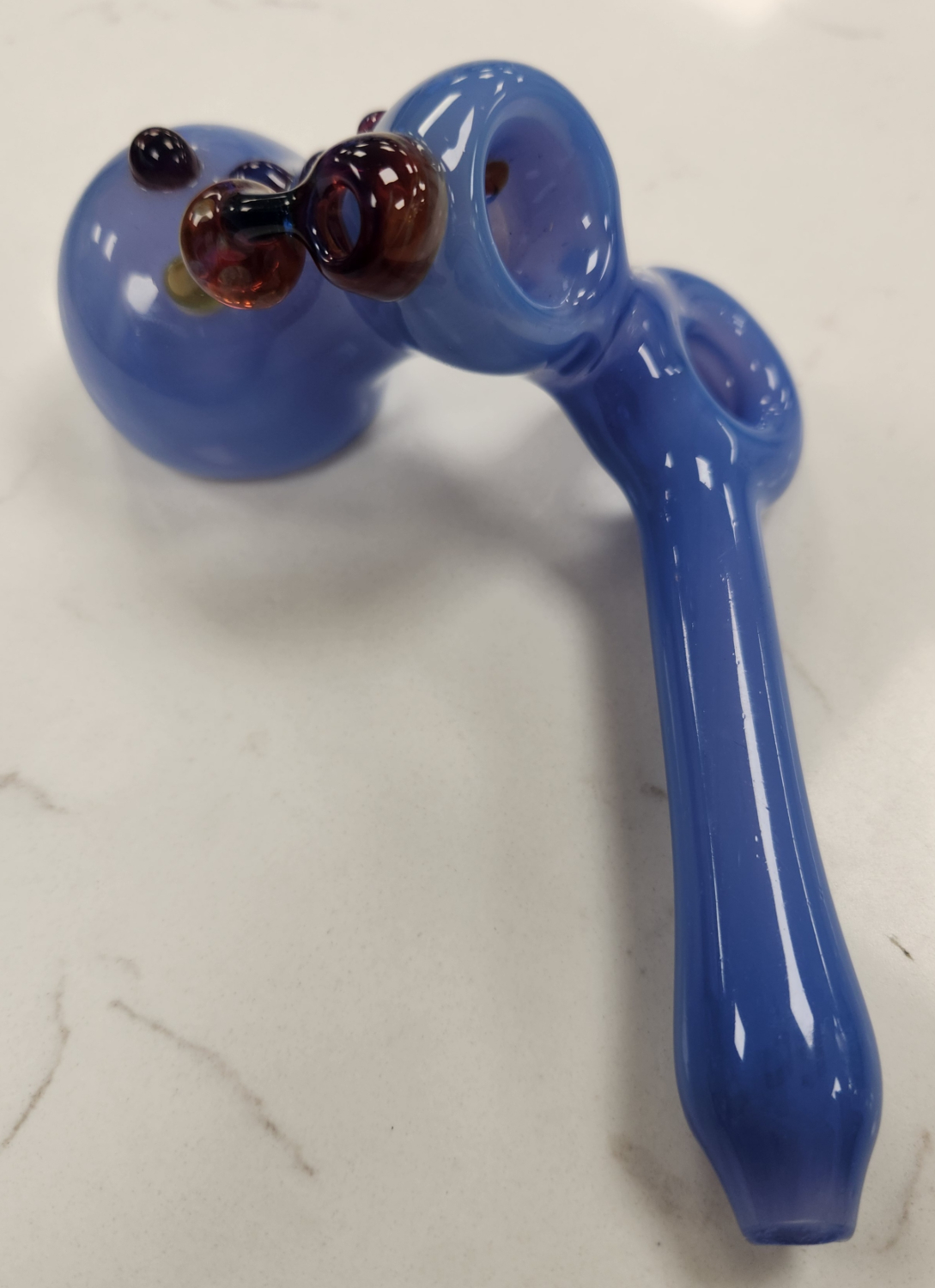 Hand Blown Blue Slime Water Bubbler