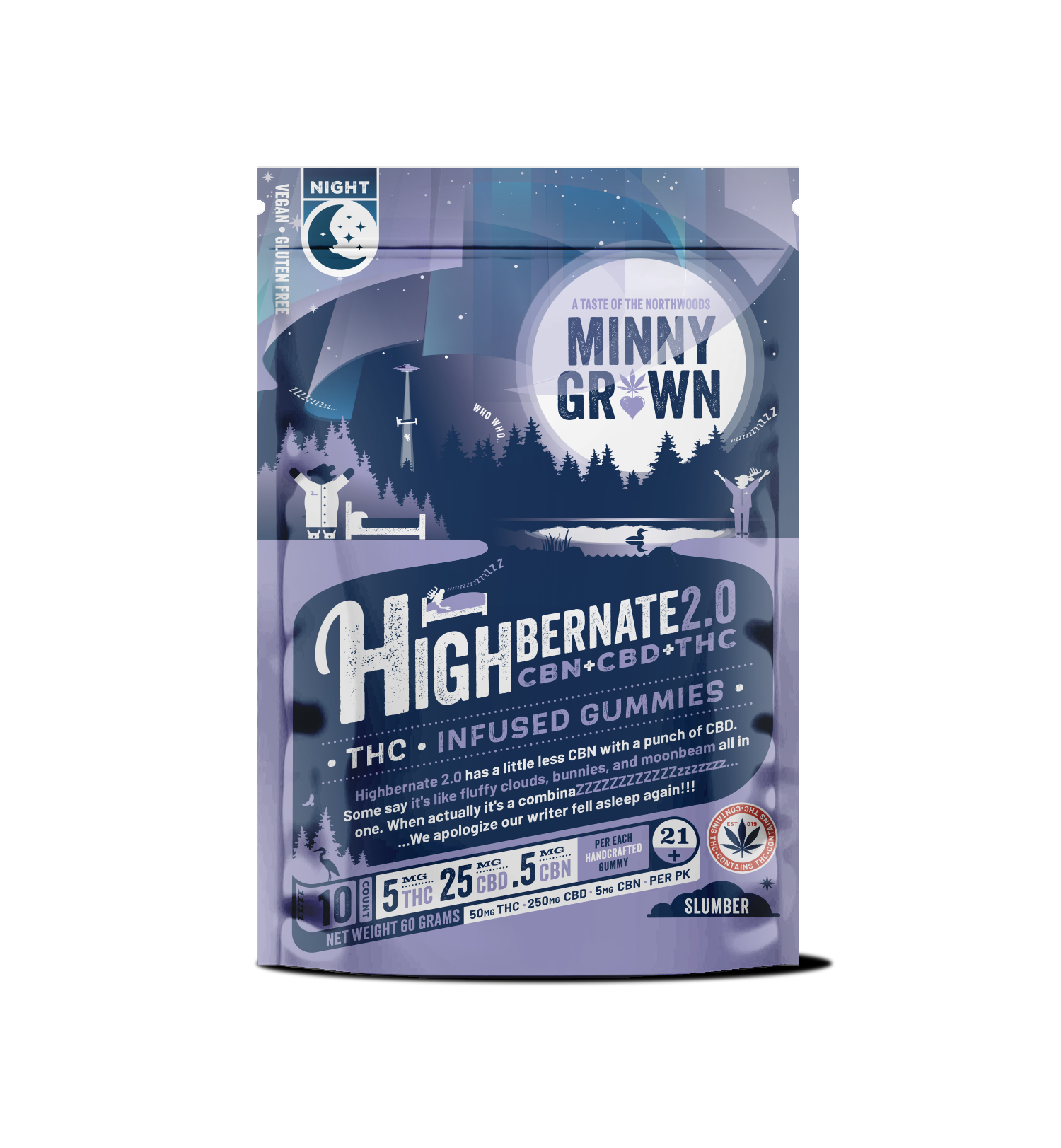 Highbernate 2.0 Gummies | 5mg THC 25mg CBD 0.5mg CBN | 10 count
