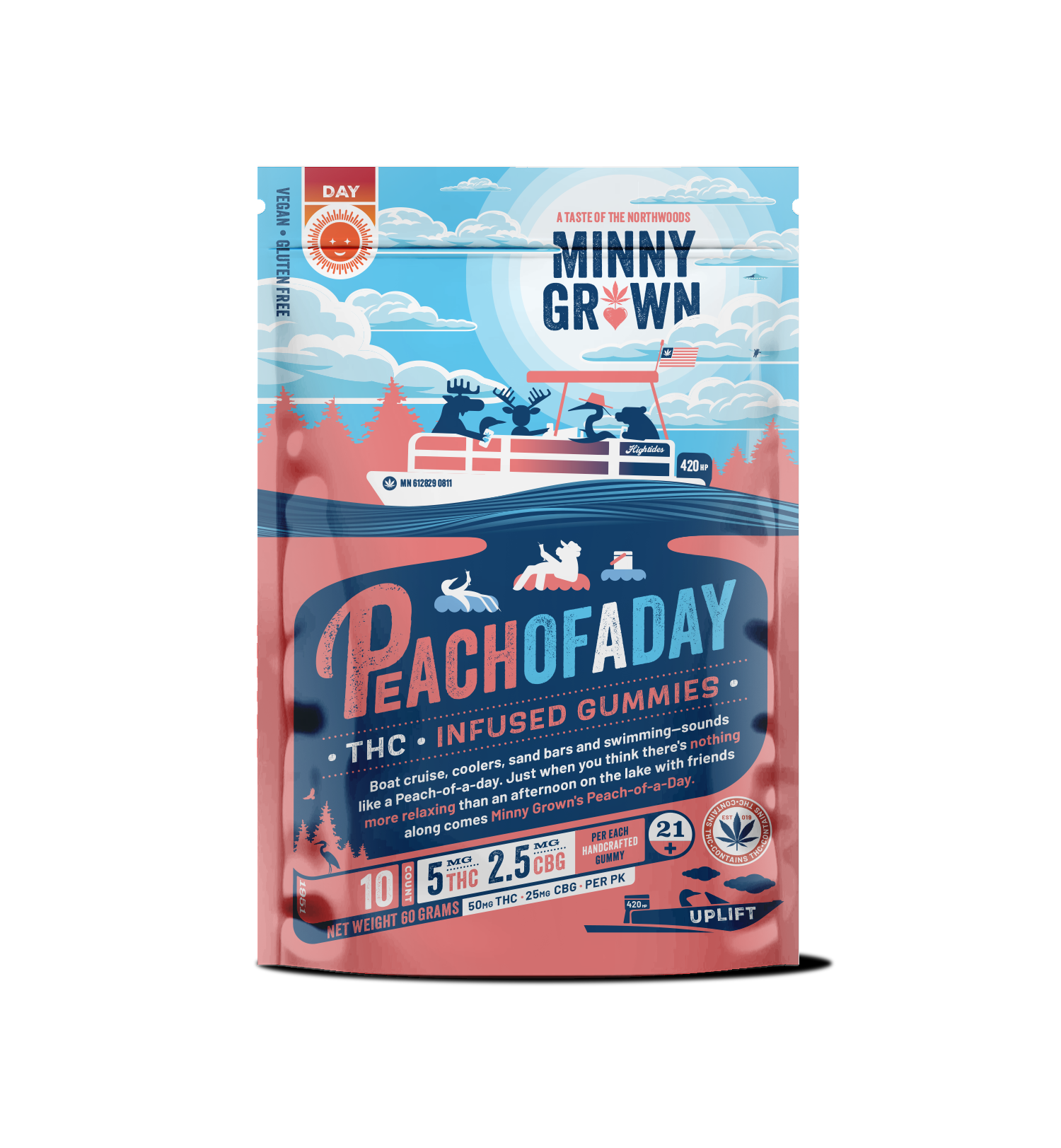 Peach of a Day Gummies 5mg THC 2.5mg CBG - 10 count
