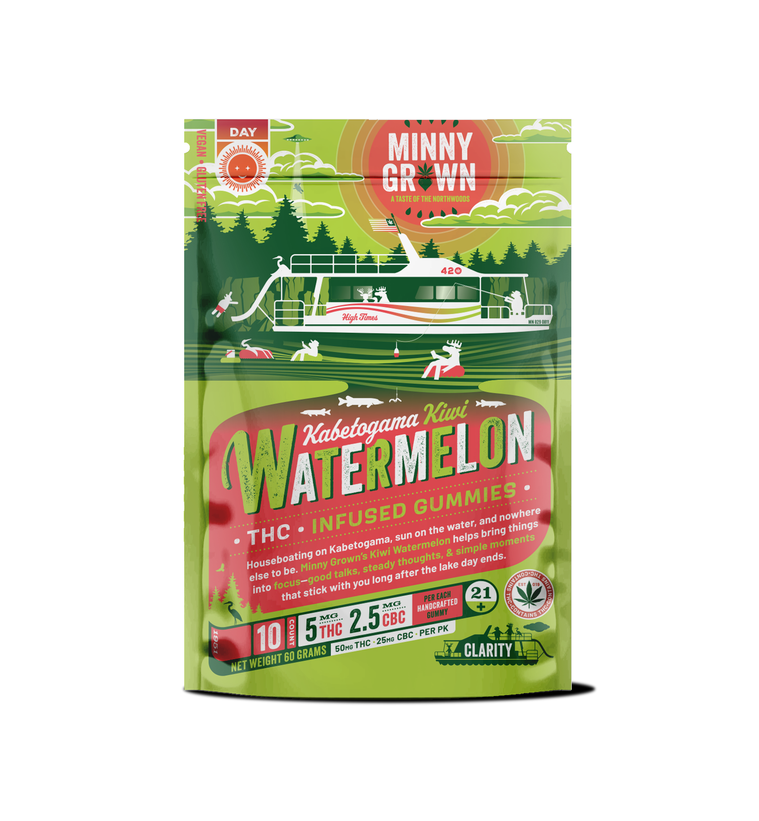 Kabetogama Kiwi Watermelon Gummies | 5mg THC 2.5mg CBC | 10 count