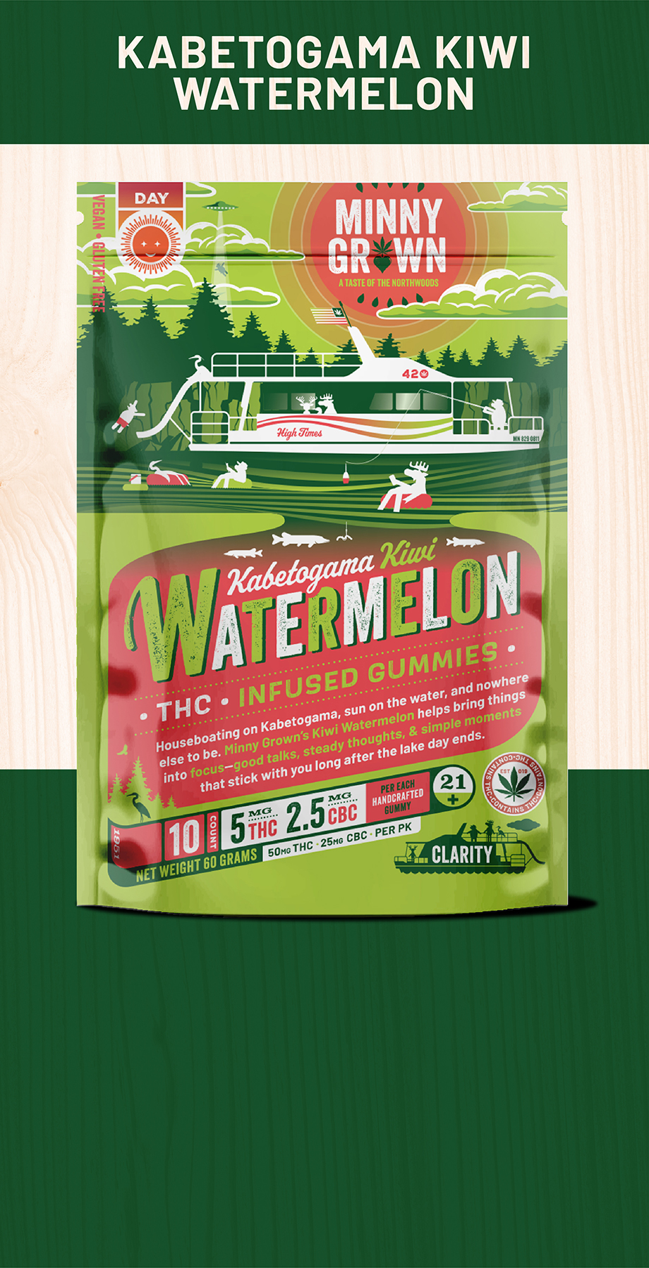 Kabetogama Kiwi Watermelon Gummies 5mg THC 2.5mg CBC - 10 count