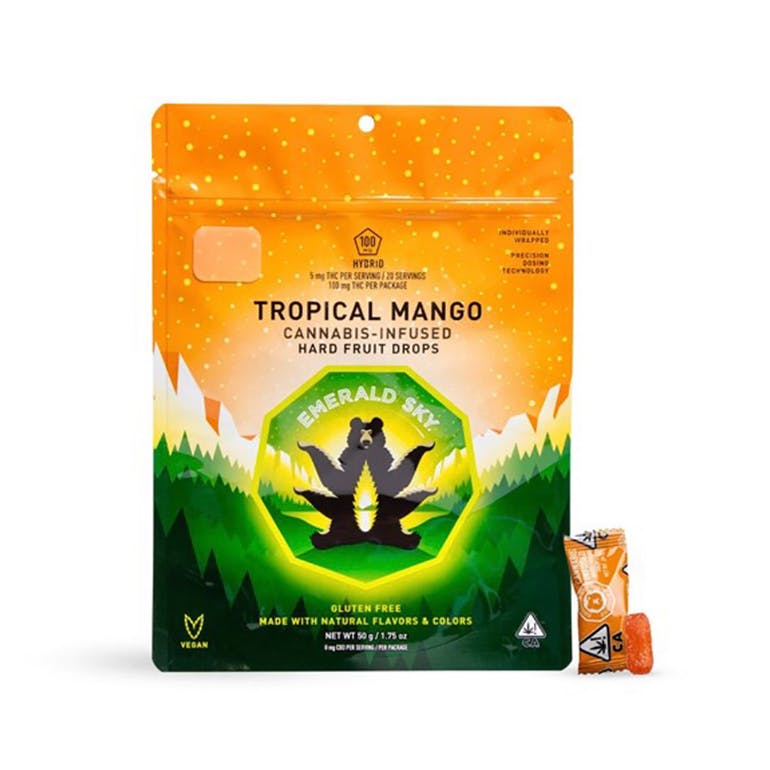 20pk Tropical Mango Hard Fruit Drops- Emerald Sky