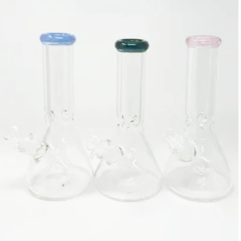 9mm 12 in. Clear Beaker Bong with Color Mouthpiece