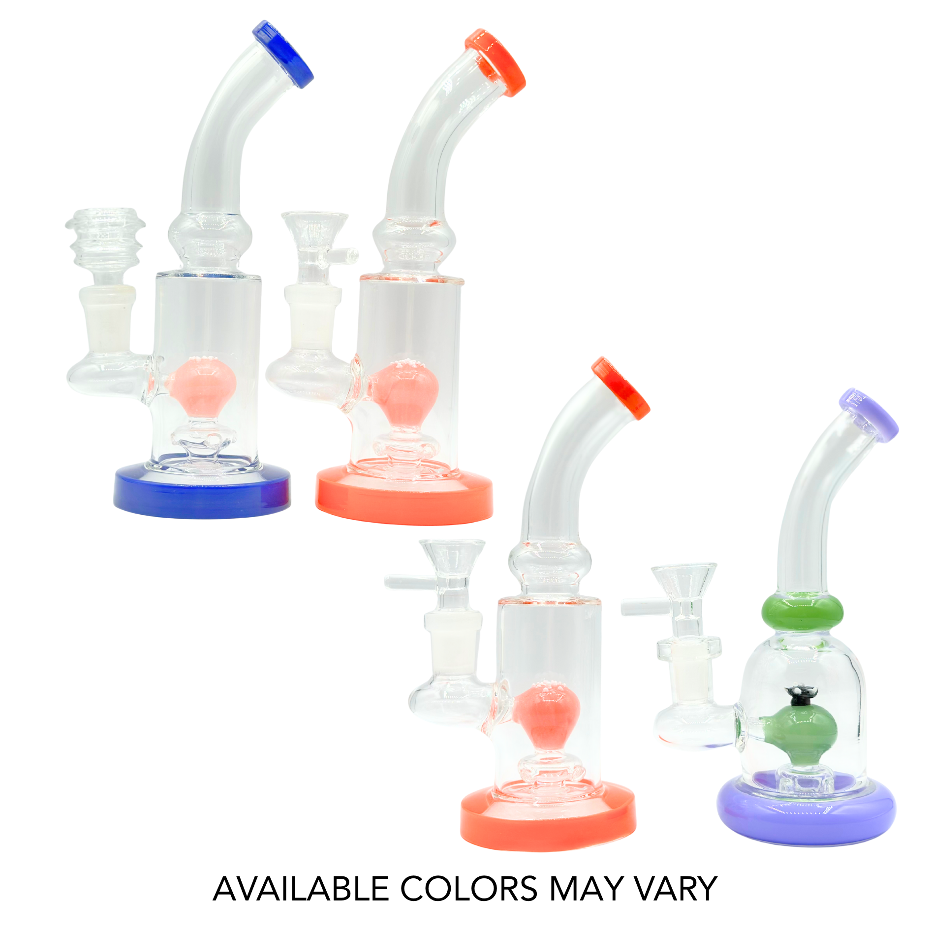 Glass - Water Bong Peach Ball W/ White V4