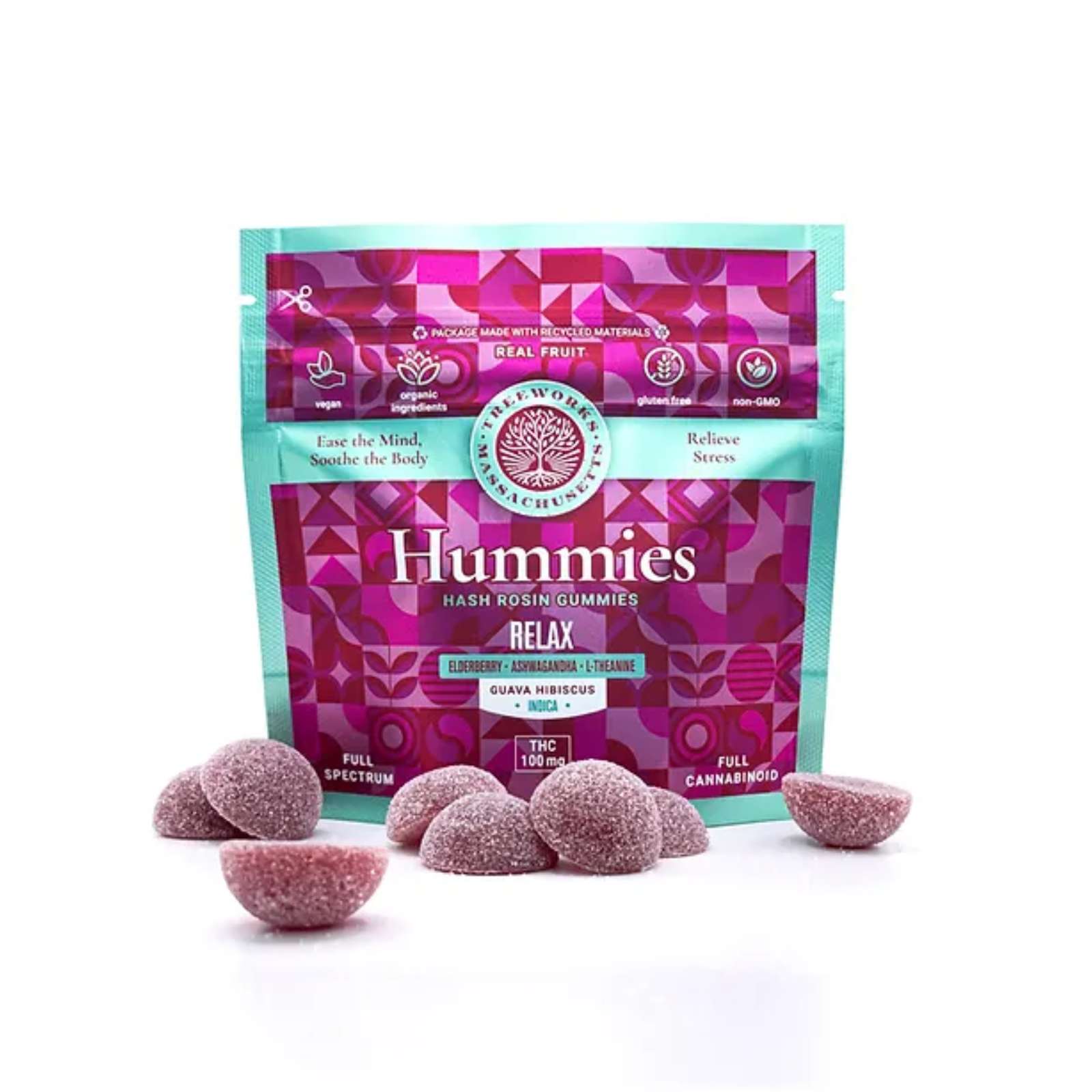 Guava Hibiscus *Relax* Hash Rosin Gummies 2:1 CBD:THC | Hummies by Treeworks