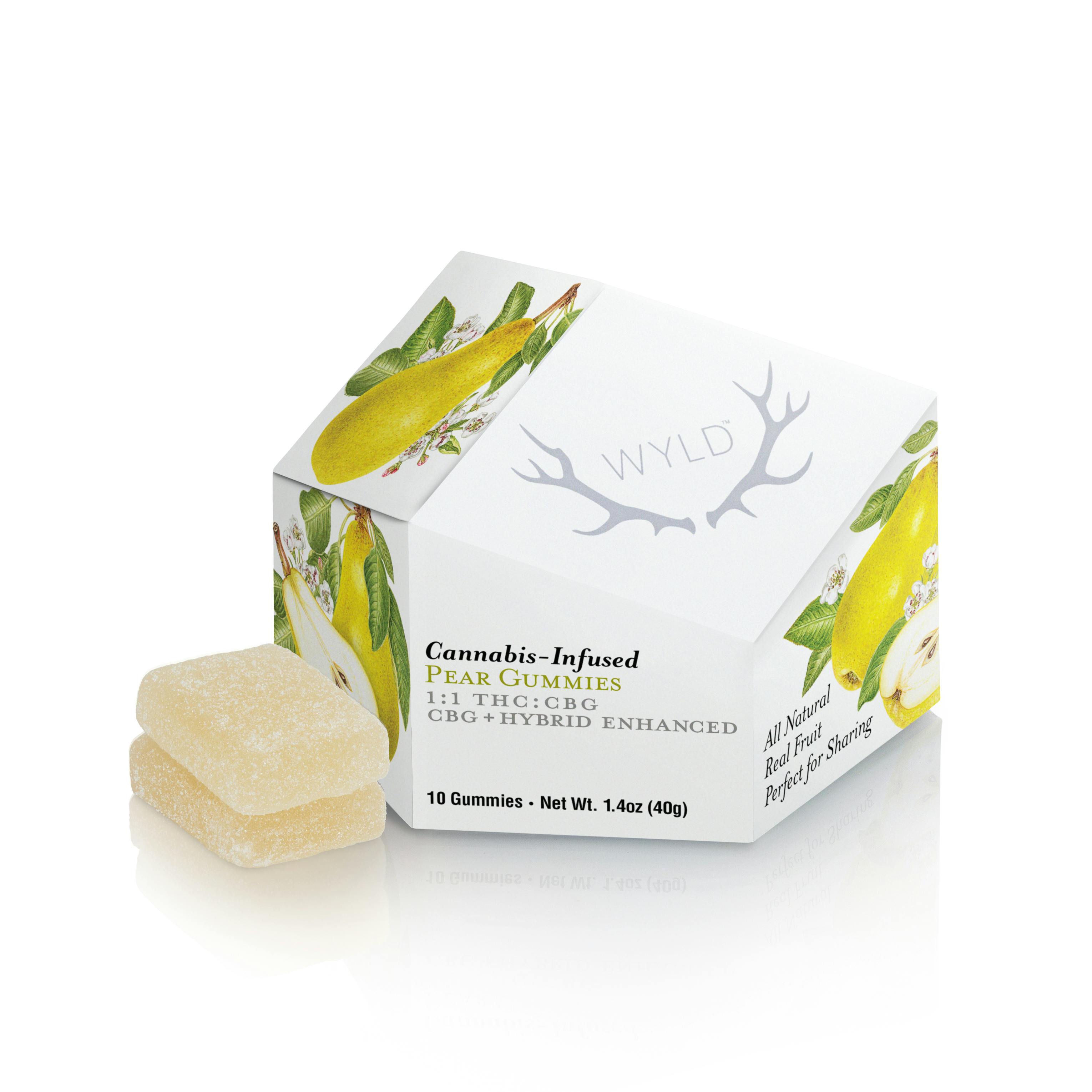 WYLD 1:1 Pear Gummies 100mg 10pk (THC:CBG) (V/GF)