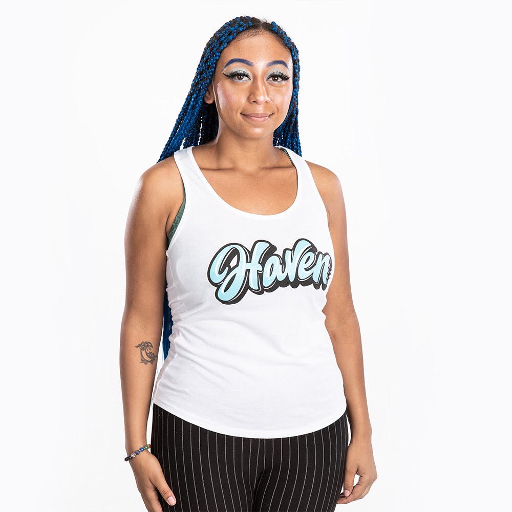 Haven - White Racerback Tank (L)