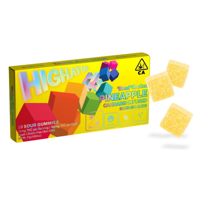 Highatus Pineapple (H) Sour Gummies 100mg