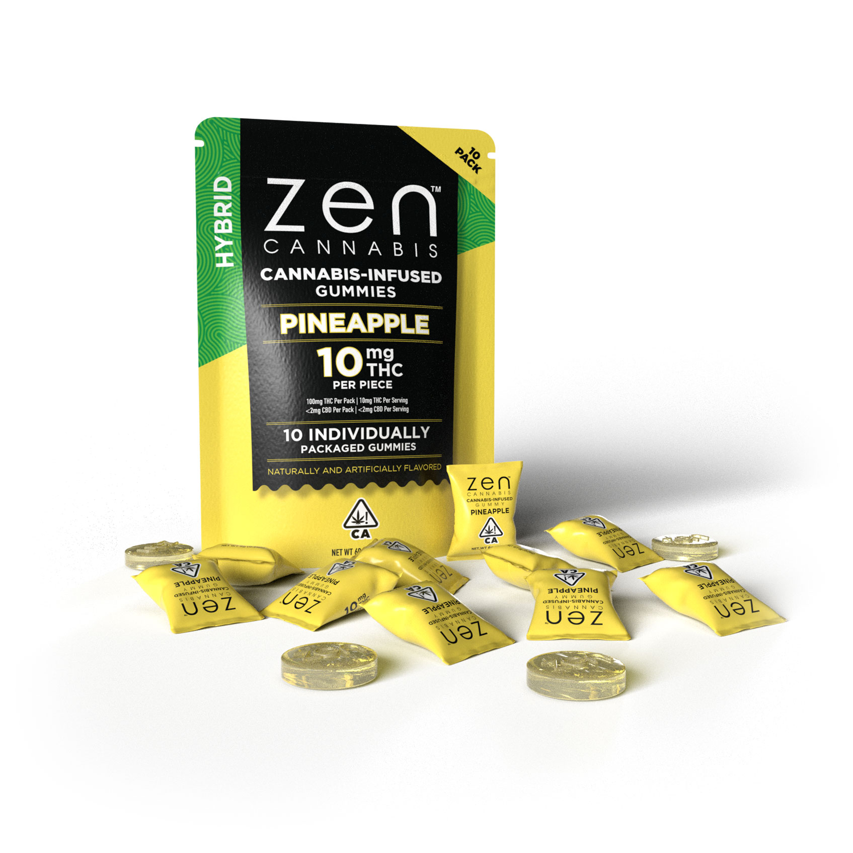 10pk 100mg Pineapple Hybrid Gummies