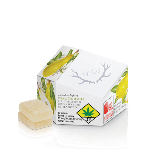 Wyld | Pear Gummies | CBG + Hybrid Enhanced | DOH | 100mg THC : 100mg CBG