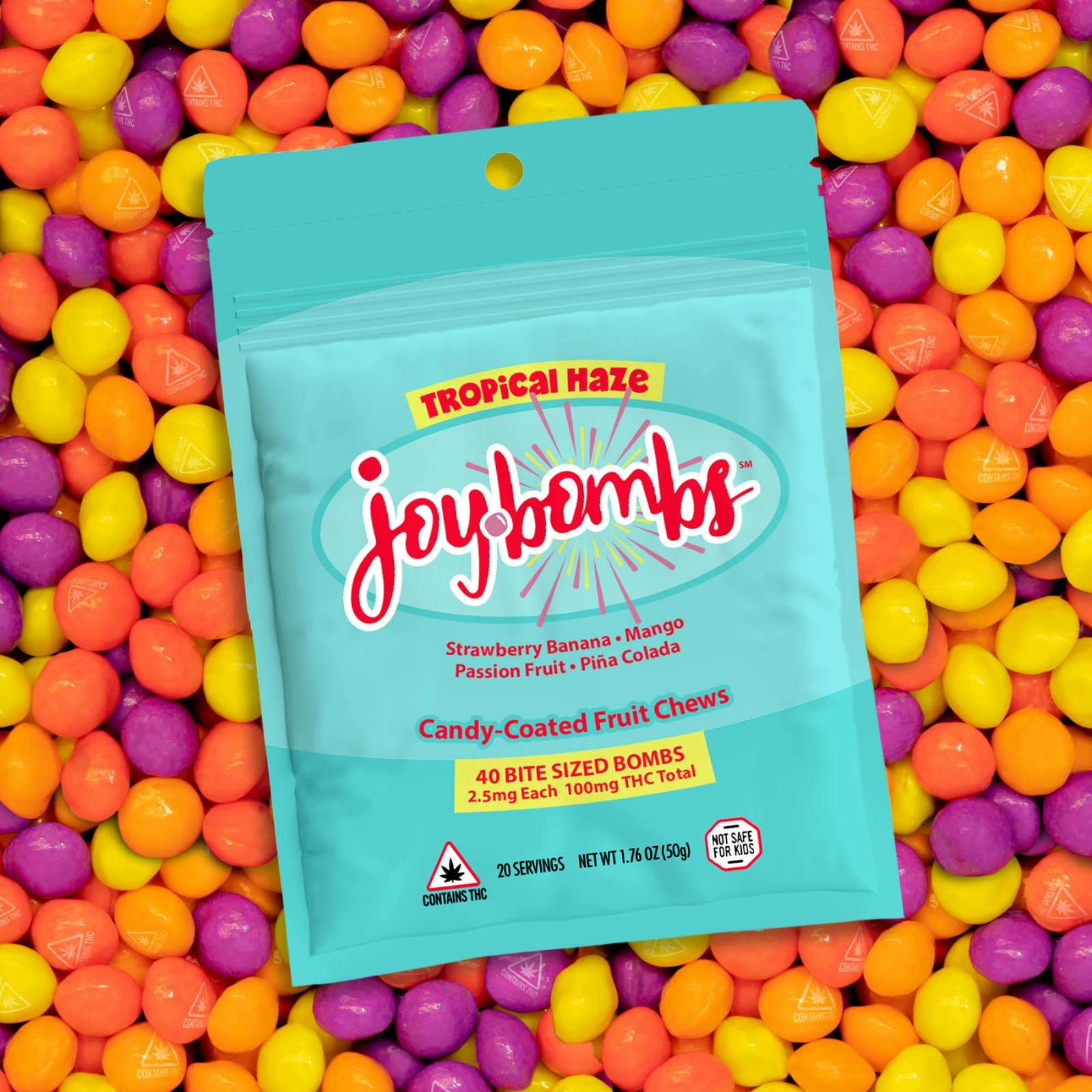 Tropical Fruit Micro-Dose Candy Coated Fruit Chews | Joy Bombs