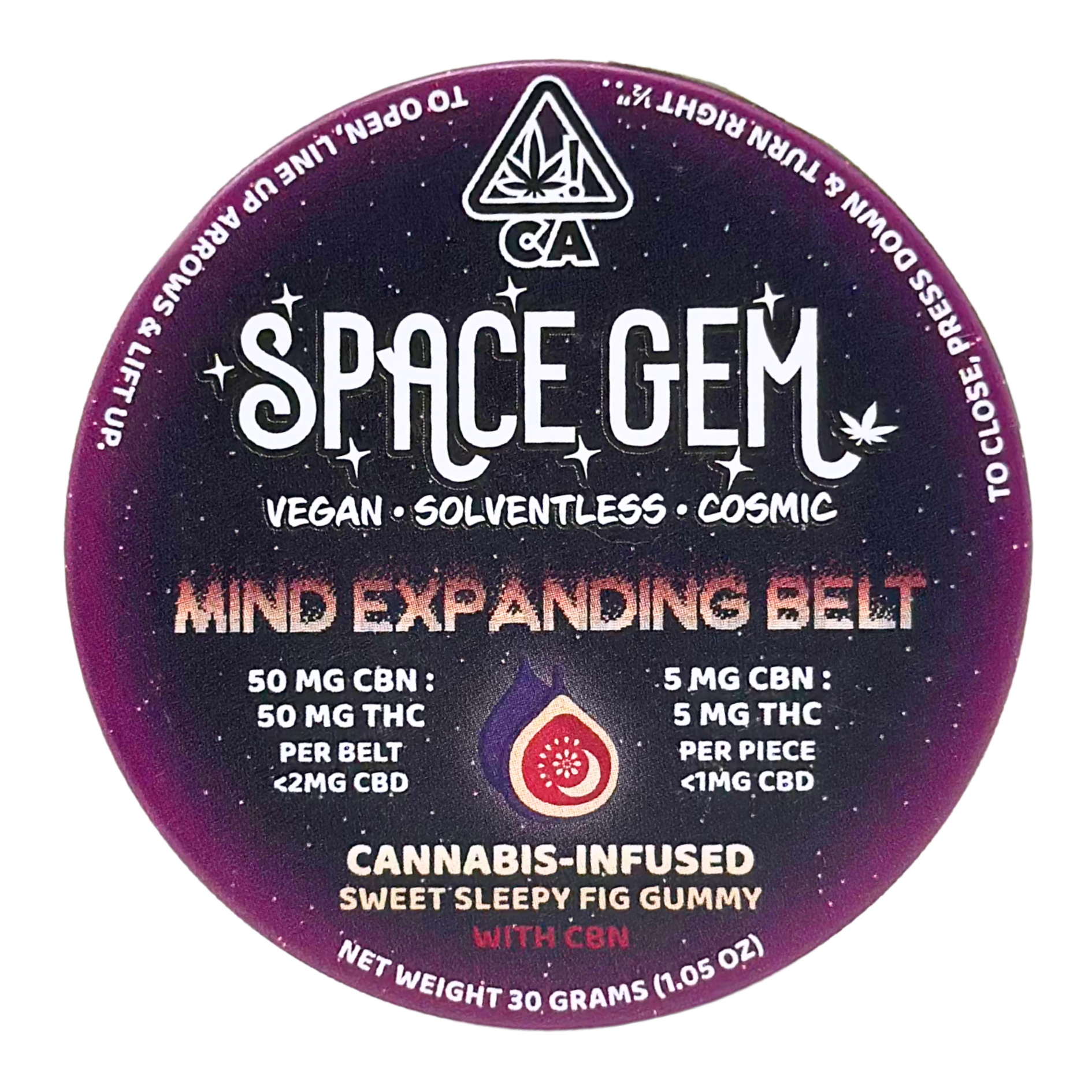 Space Gem - Mind Belts CBN - Sweet Sleepy Fig Gummy Solventless - 10pk - 100mg