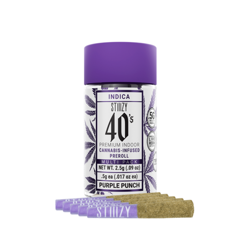 Stiiizy 40's Purple Punch (I) Infused Preroll 5pk 2.5g