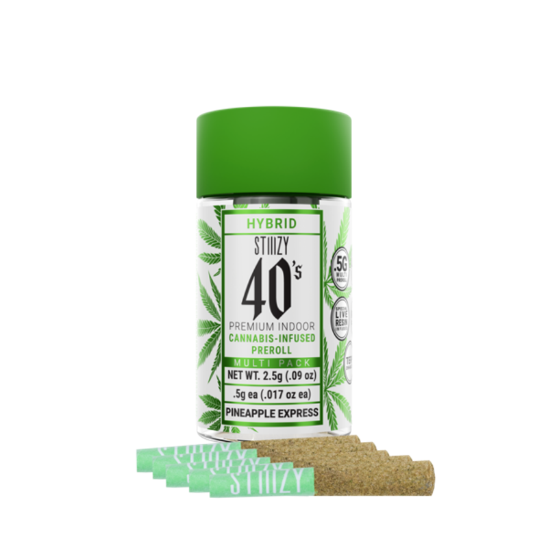 Stiiizy 40's Pineapple Express (H) Infused Preroll 5pk 2.5g
