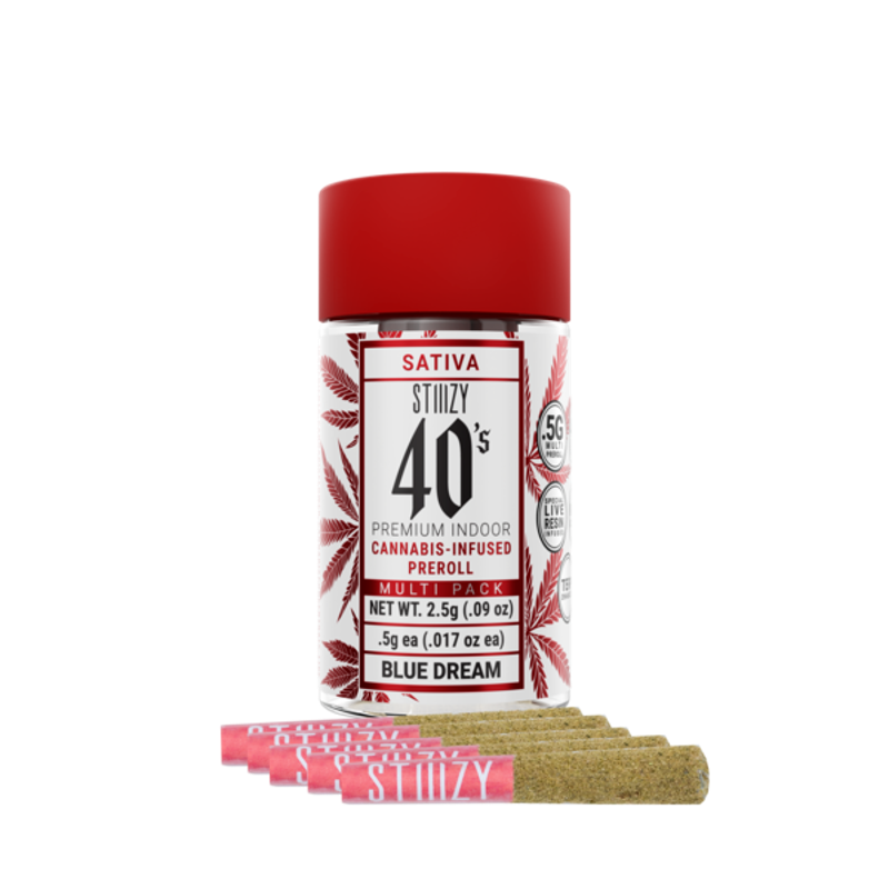Stiiizy 40's Blue Dream (S) Infused Preroll 5pk 2.5g