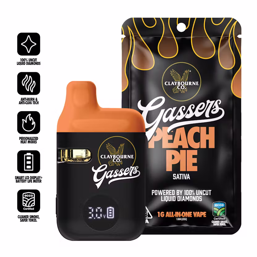 Claybourne Liquid Diamond Gassers All-In-One 1g - Peach Pie (S)