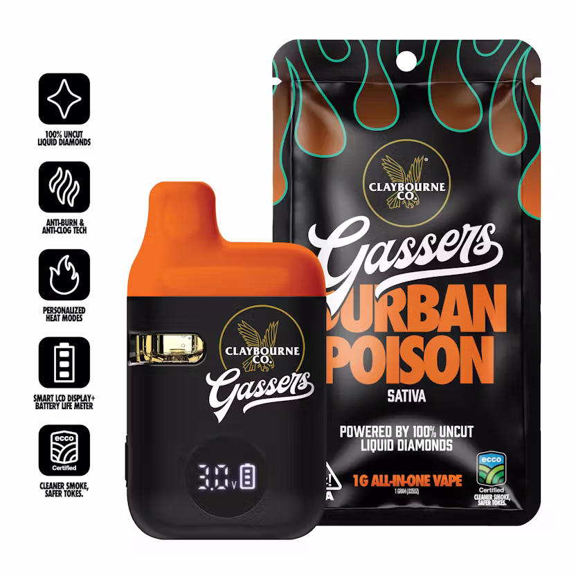Claybourne Liquid Diamond Gassers All-In-One 1g - Durban Poison (S)