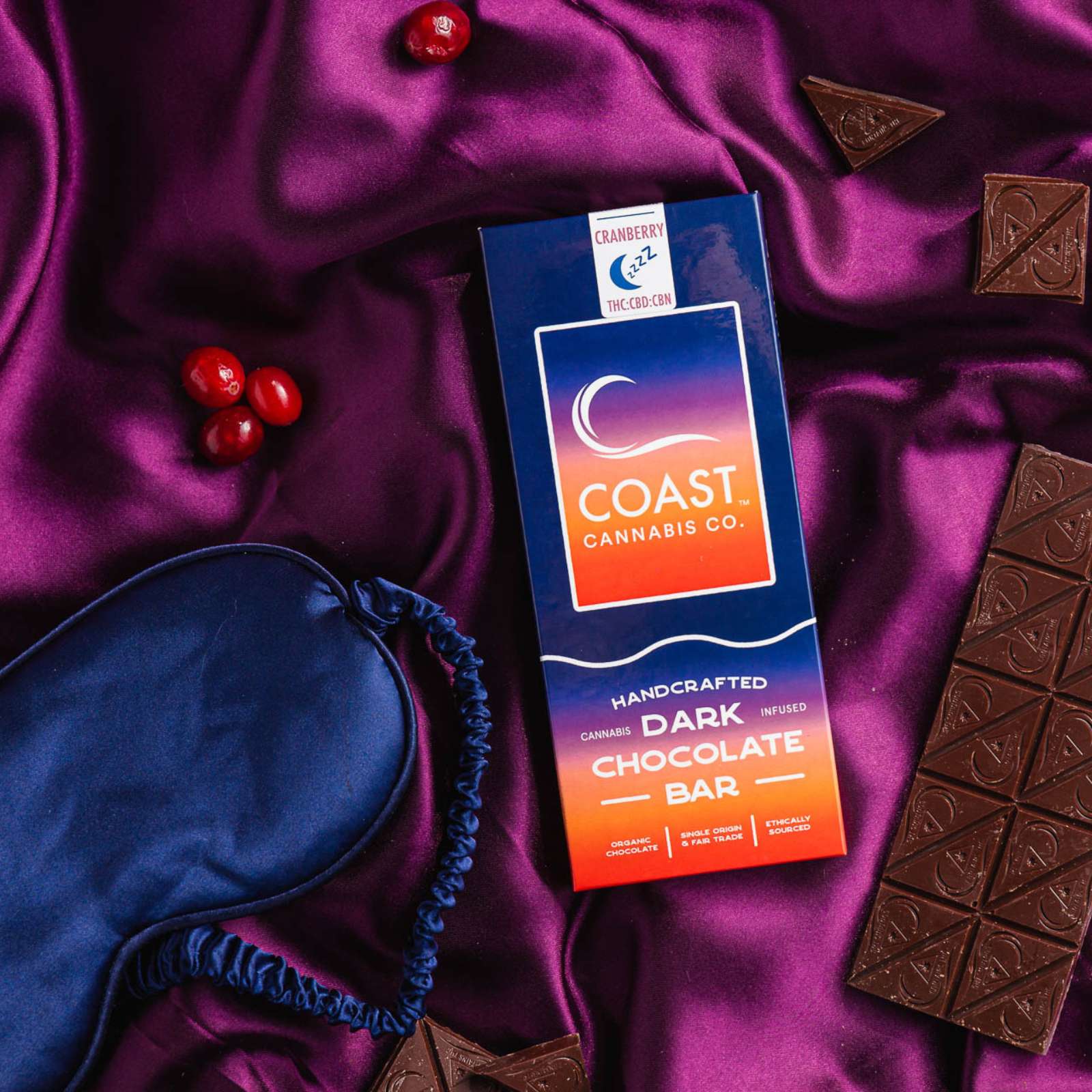 Dark Chocolate Cranberry Bar 1:1:1 THC:CBD:CBN | COAST