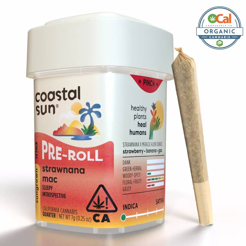 Coastal Sun Preroll 14pk 7g - Strawnana Mac (I)