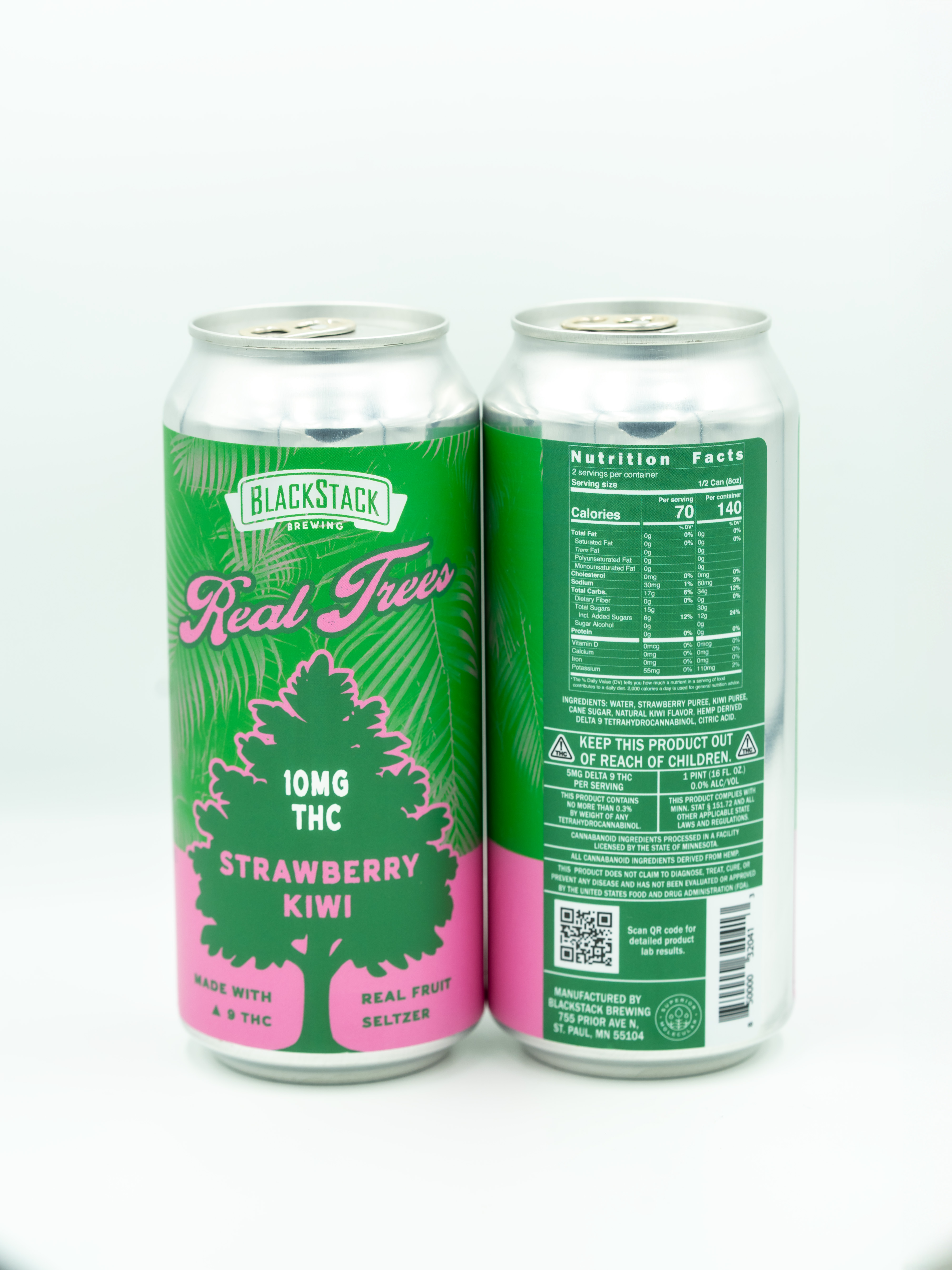 Real Trees | Strawberry Kiwi THC Seltzer Beverage | 10mg THC