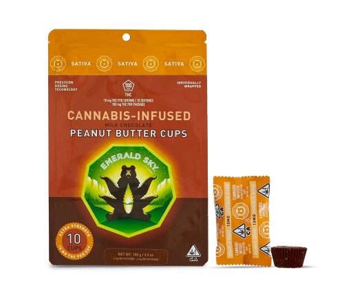 EMERALD SKY - Sativa Milk Chocolate Peanut Butter Cups - 100mg - Edible