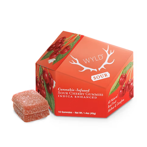 Wyld | Sour Cherry Gummies | Indica Enhanced | DOH | 100mg THC