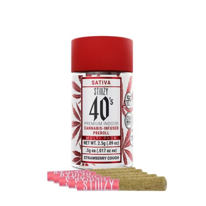 STIIIZY - 40's Mini Preroll - Strawberry Cough - (5pk) - 2.5 Grams