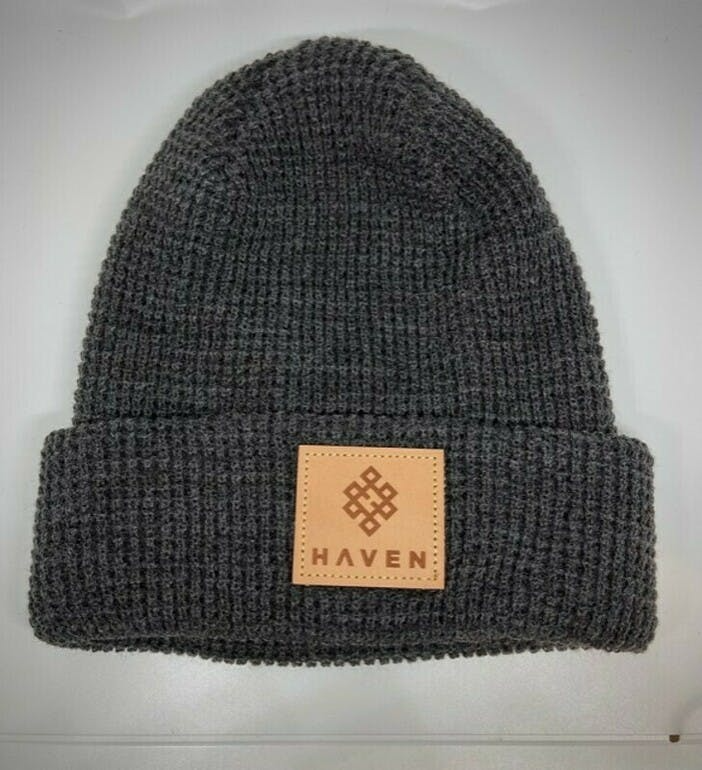 Haven - Main Collection - Charcoal Leather Beanie