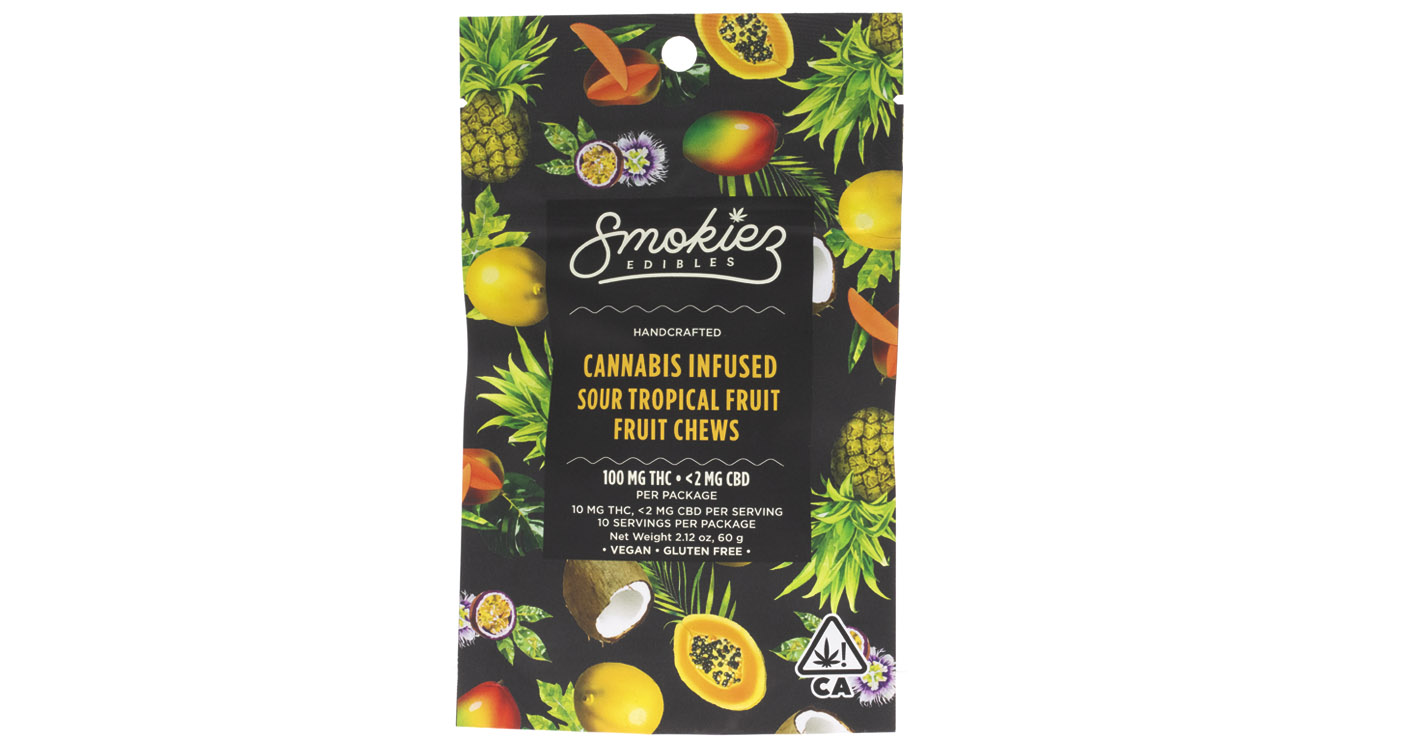 Smokiez Edibles Sour Tropical Fruit Fruit Chews 100mg San Diego