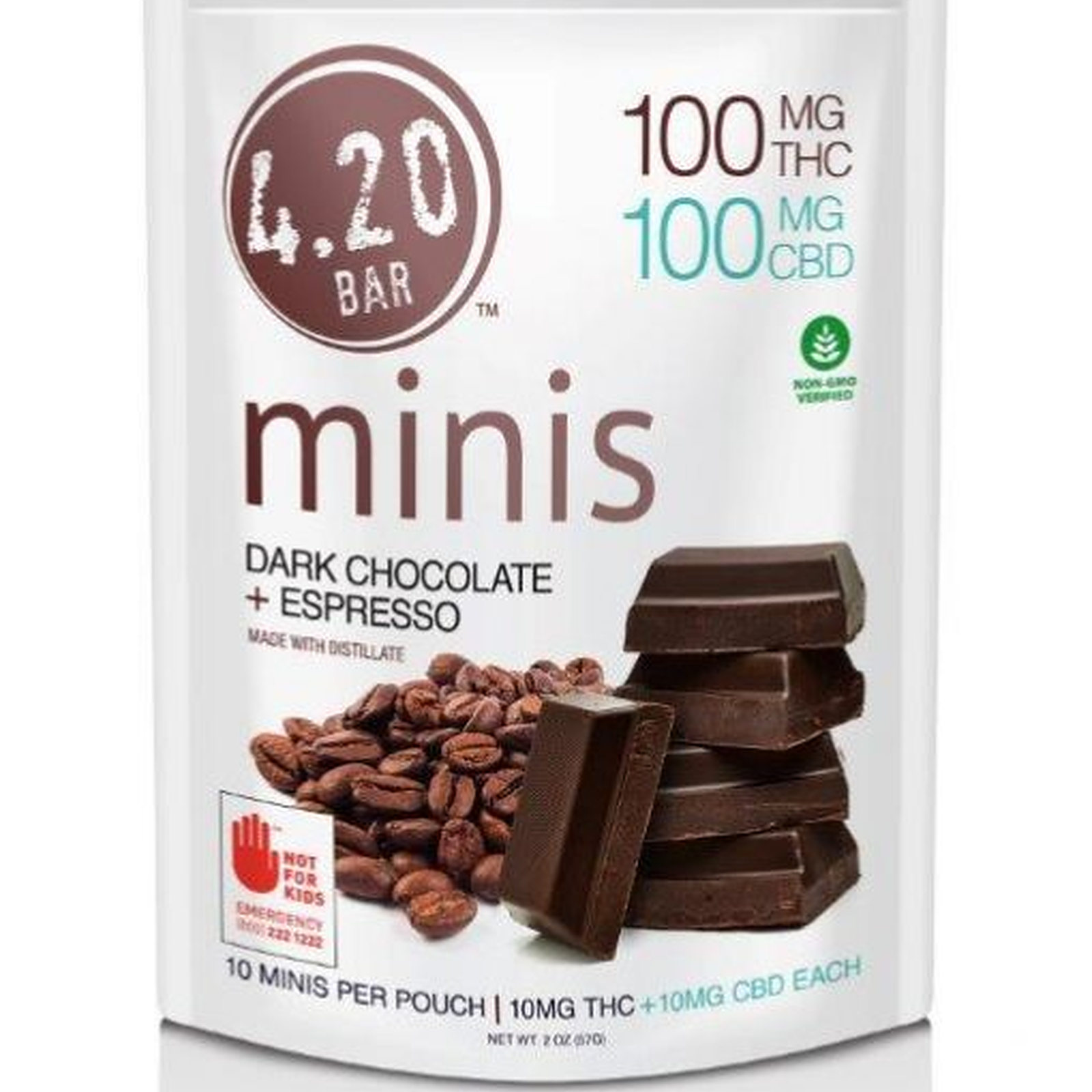 420 Mini | Dark Chocolate Espresso 1:1 | DOH | 10pk | 100mg THC : 100mg CBD