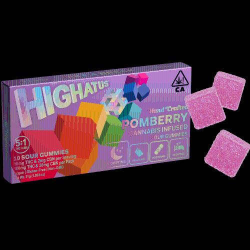 HIGHATUS - Sour Pomberry 5:1 THC:CBN 10pk Gummies - 100mg/20mg - Edible